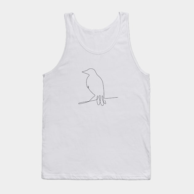 ST One Line Bird II Tank Top by Seven Trees Design